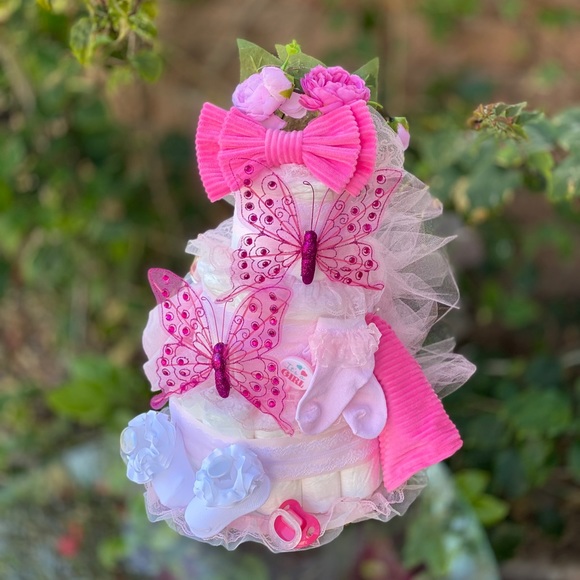 Butterfly Diaper Cake, Easter Diaper Cake